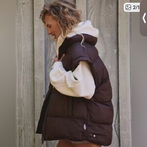 In a Bubble FP MOVEMENT Puffer Vest Jacket Chocolate Brown Size XL NWOT